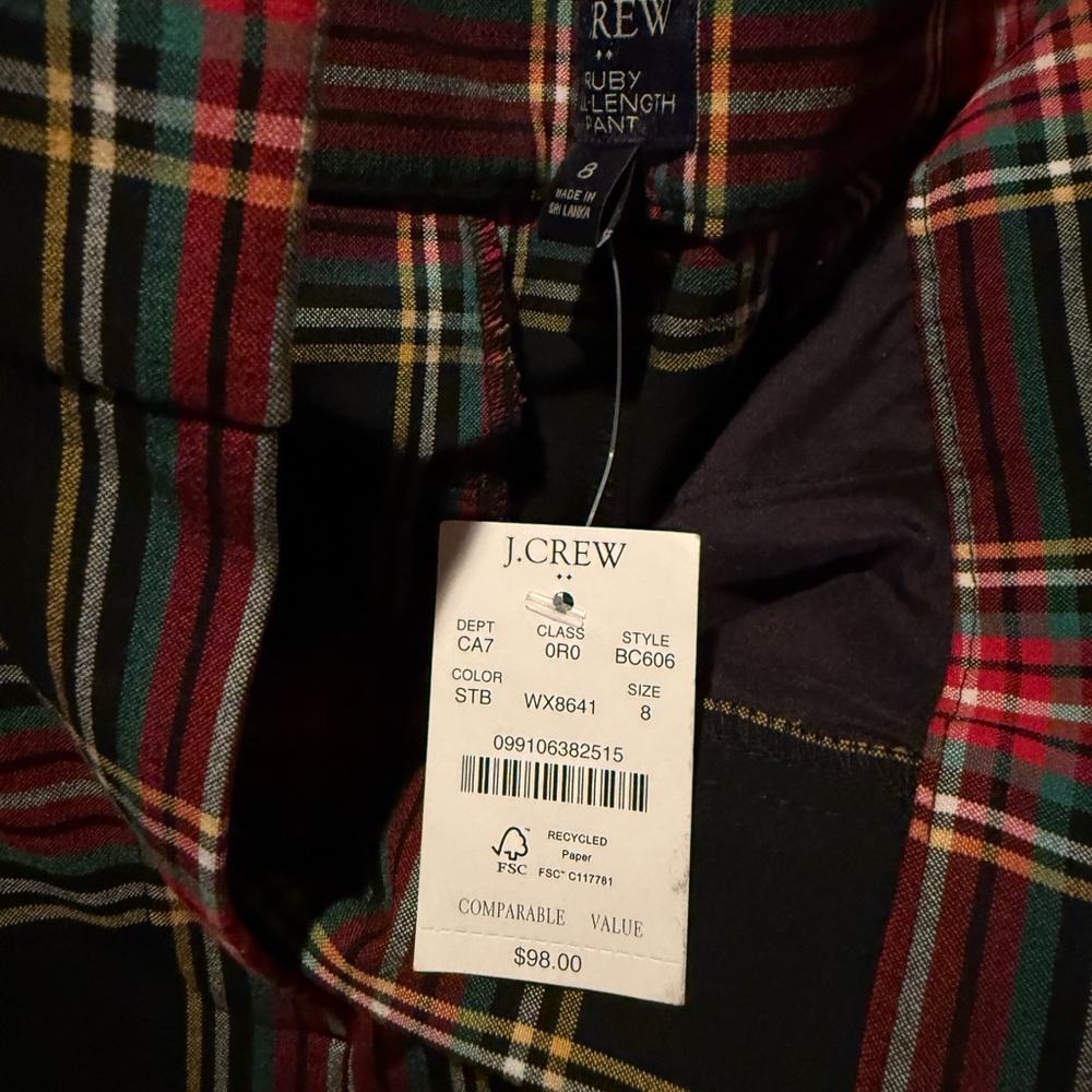 J. Crew Red and Green Plaid Shirt